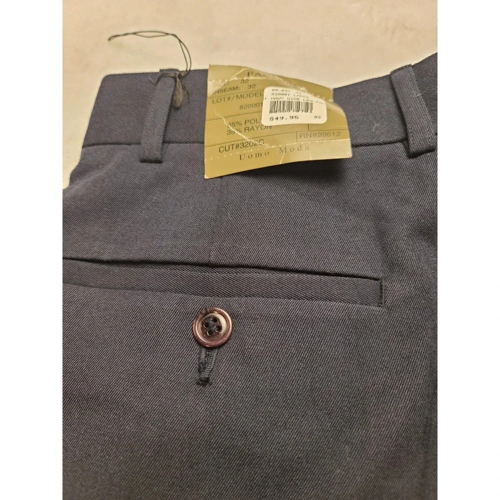 Pacelli Uomo Moda‎ Men's 32x30 Navy Blue Pleated Dress Pants Wide Leg Cuffed NWT